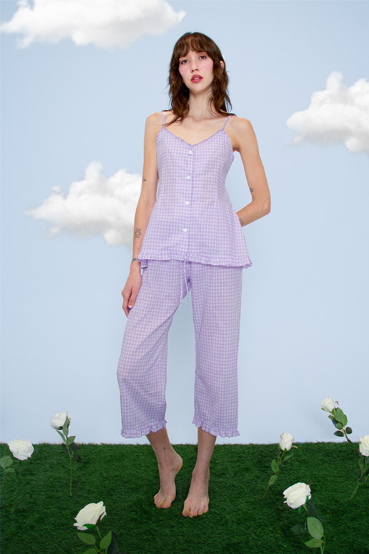 Lavender Gingham- The Kitty - Evewear