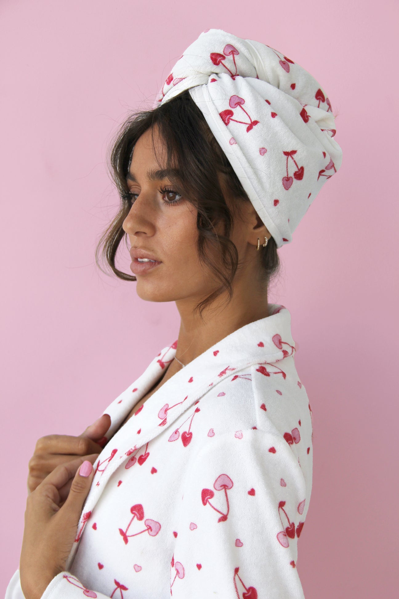 White/Cherry- Cherry Hair Towel - Evewear