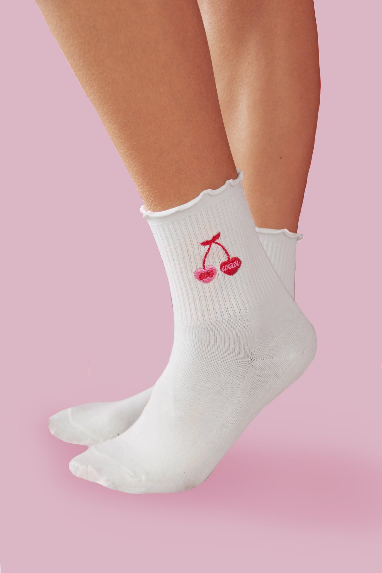 White/Cherry- Cherry Socks - Evewear